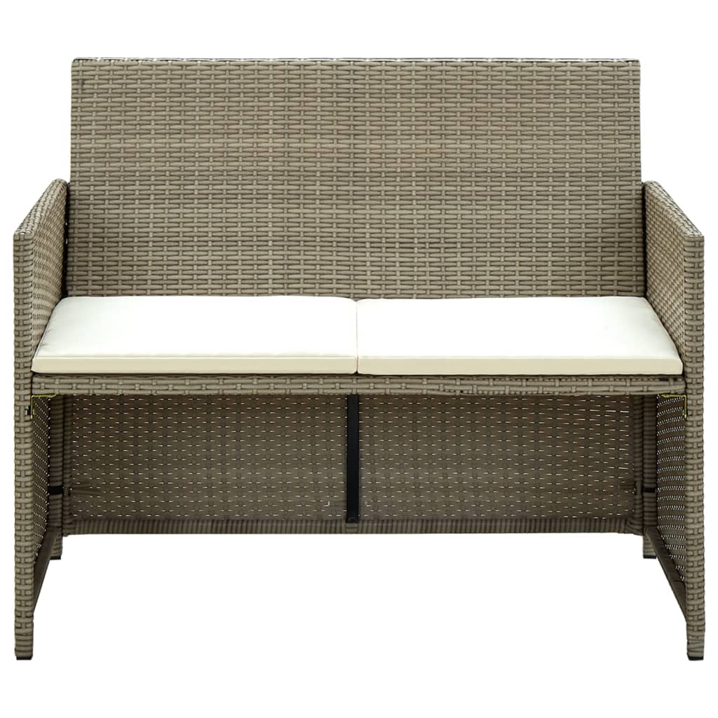 Set de muebles de jardín 4 pzas y cojines ratán sintético beige