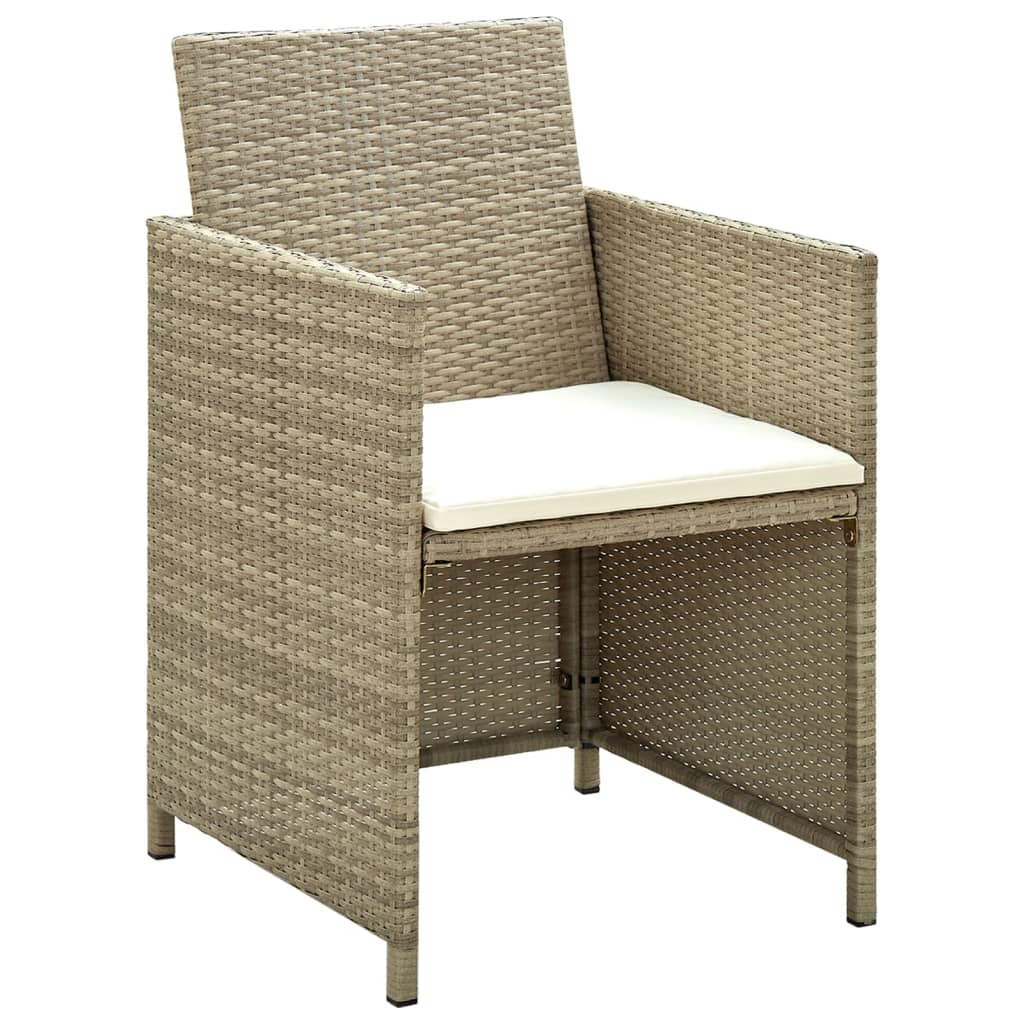 Set de muebles de jardín 4 pzas y cojines ratán sintético beige