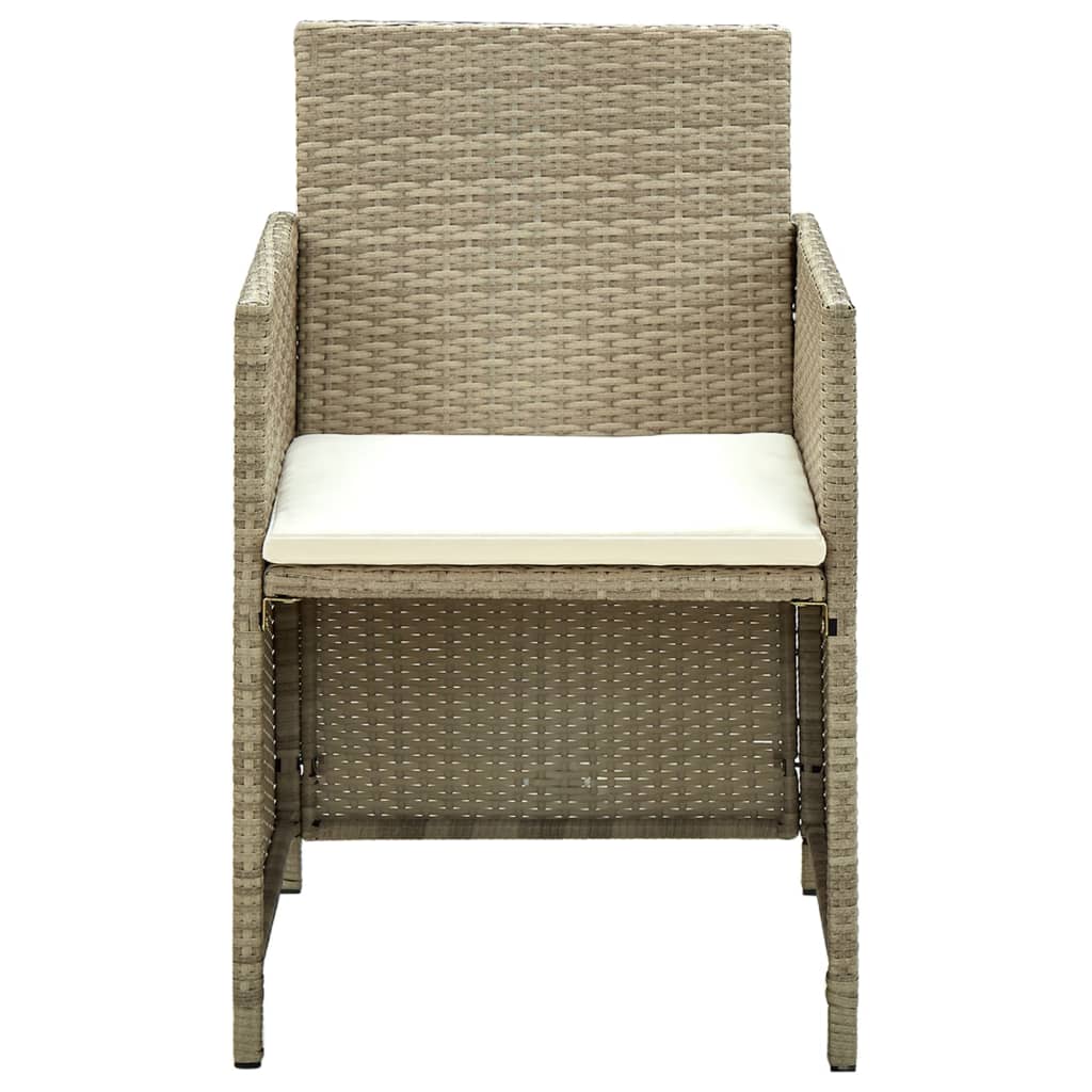 Set de muebles de jardín 4 pzas y cojines ratán sintético beige