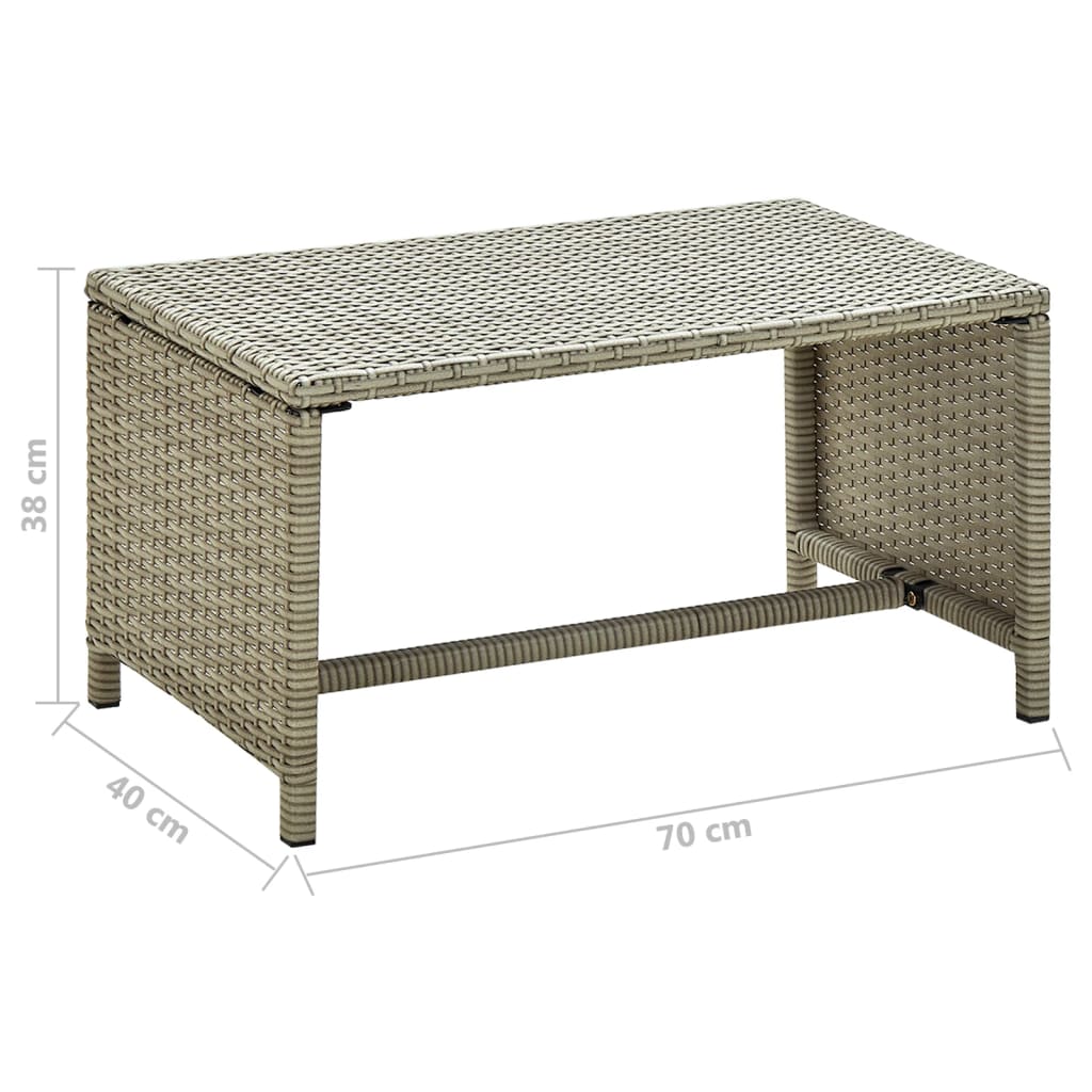 Mesa de centro de ratán sintético beige 70x40x38 cm