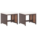 Taburetes de jardín 2 uds con cojines ratán sintético beige