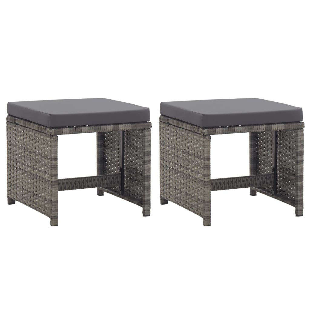 Taburetes de jardín 2 uds con cojines ratán sintético beige