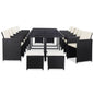 Set comedor de jardín 15 piezas y cojines ratán sintético beige