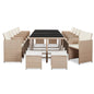 Set comedor de jardín 15 piezas y cojines ratán sintético beige