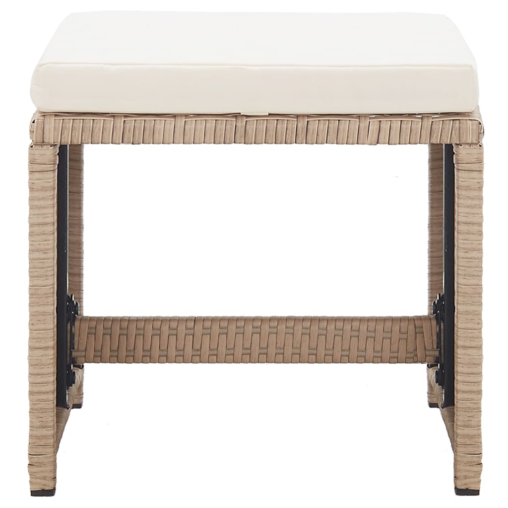 Set comedor de jardín 15 piezas y cojines ratán sintético beige