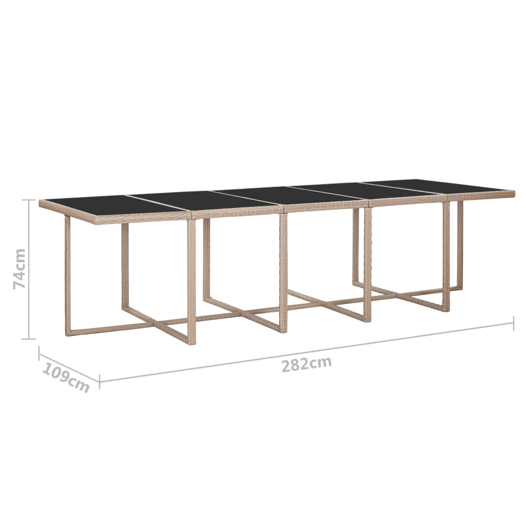 Set comedor de jardín 15 piezas y cojines ratán sintético beige