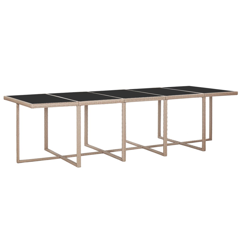 Set comedor de jardín 15 piezas y cojines ratán sintético beige