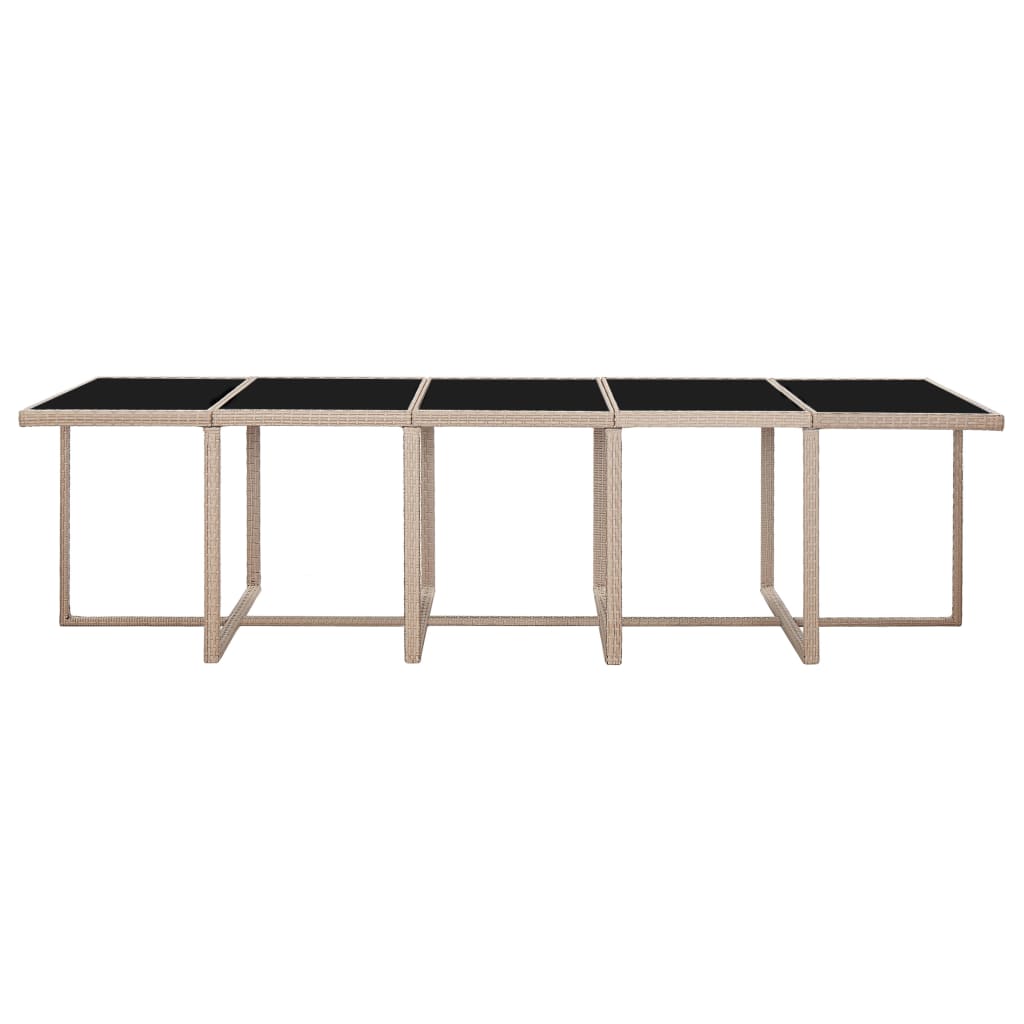 Set comedor de jardín 15 piezas y cojines ratán sintético beige