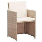Set comedor de jardín 15 piezas y cojines ratán sintético beige