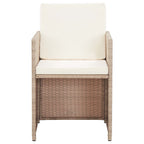 Set comedor de jardín 15 piezas y cojines ratán sintético beige