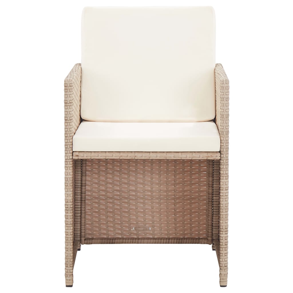 Set comedor de jardín 15 piezas y cojines ratán sintético beige