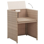 Set comedor de jardín 15 piezas y cojines ratán sintético beige