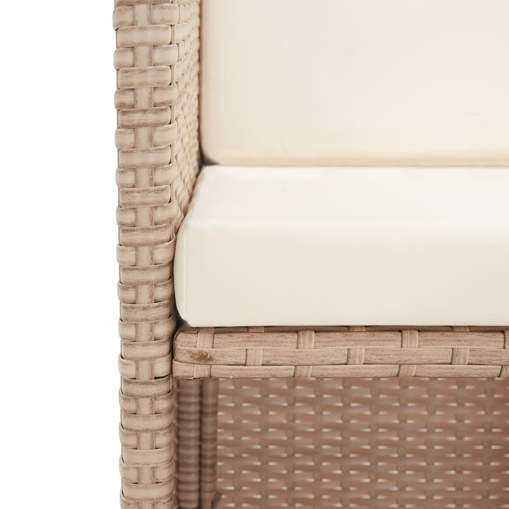 Set comedor de jardín 15 piezas y cojines ratán sintético beige