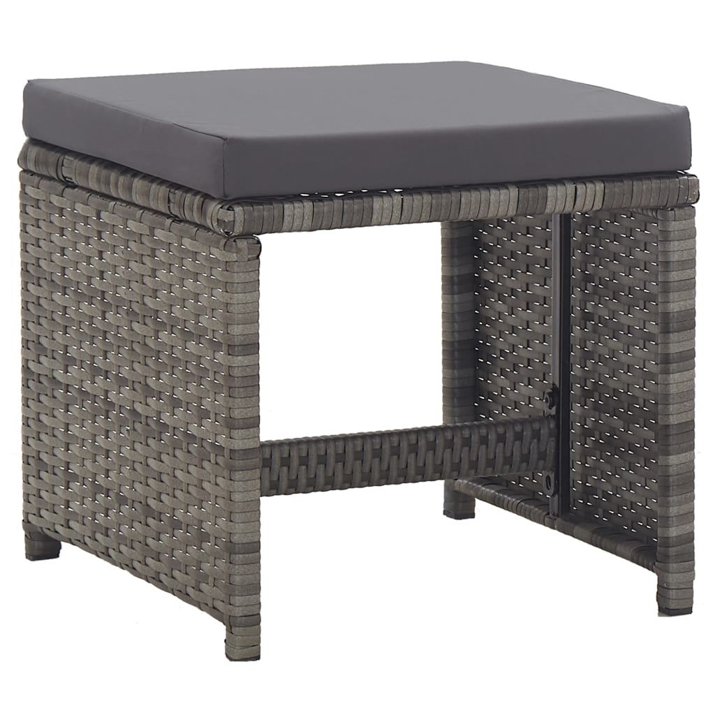 Set de comedor de jardín 17 pzas y cojines ratán sintético gris