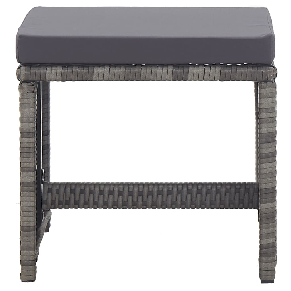 Set de comedor de jardín 17 pzas y cojines ratán sintético gris