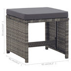Set de comedor de jardín 17 pzas y cojines ratán sintético gris