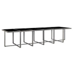 Set de comedor de jardín 17 pzas y cojines ratán sintético gris