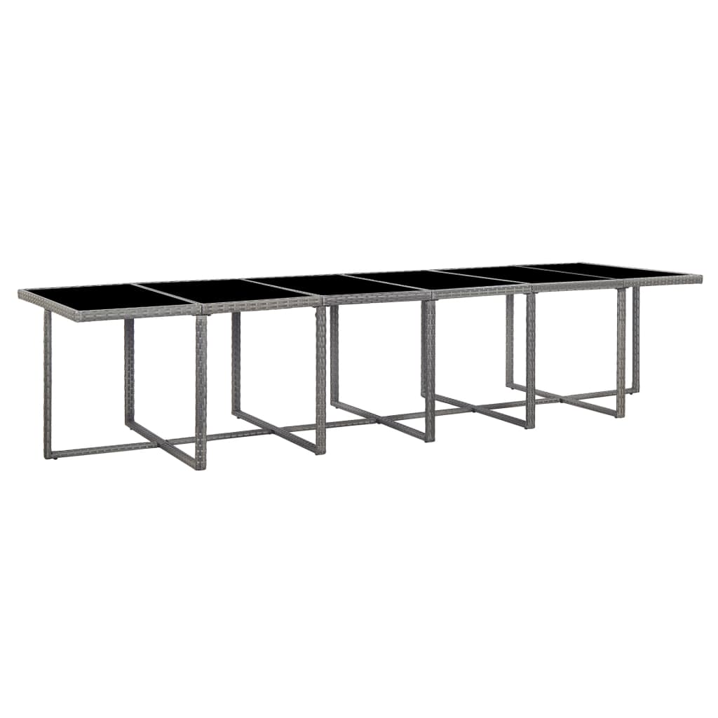 Set de comedor de jardín 17 pzas y cojines ratán sintético gris