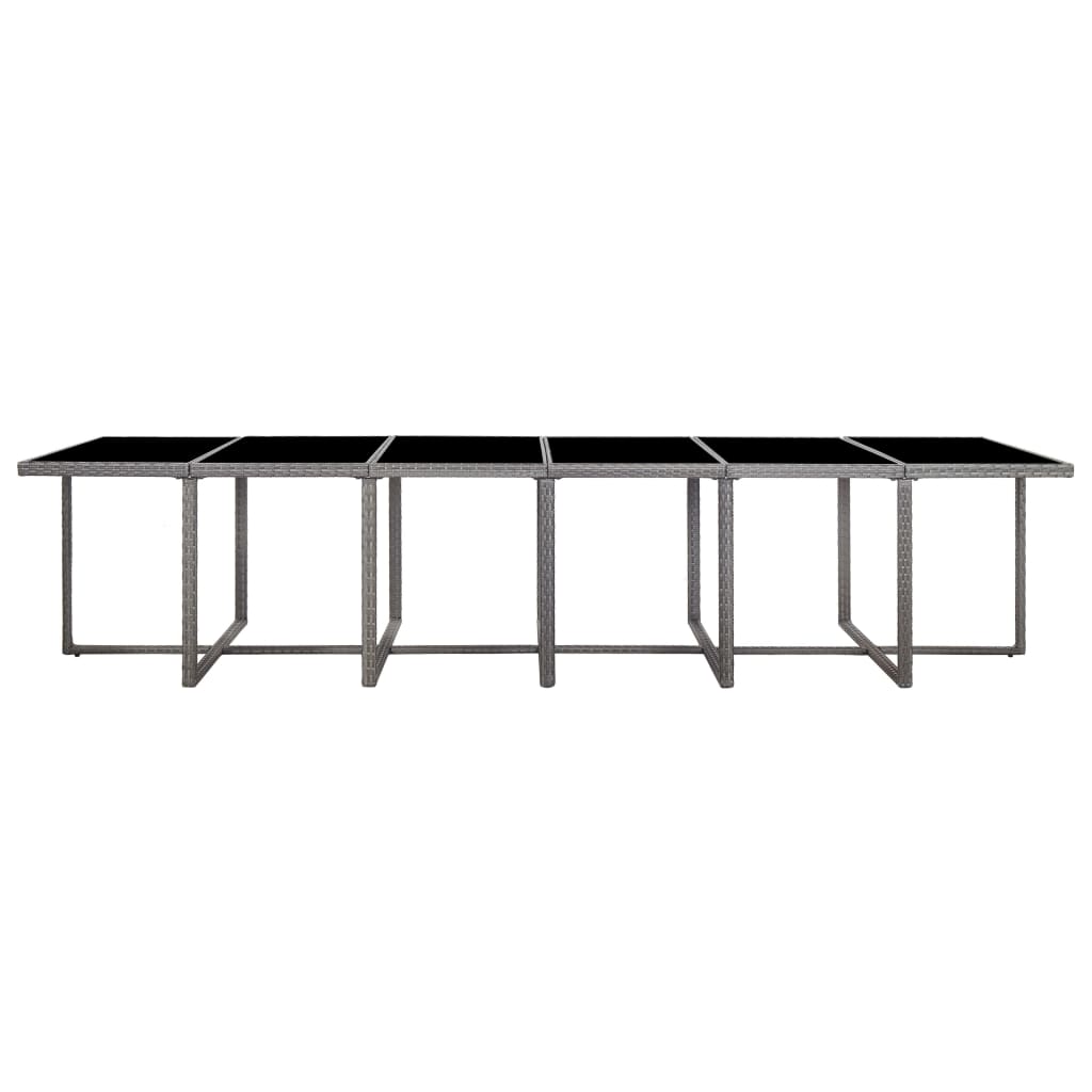 Set de comedor de jardín 17 pzas y cojines ratán sintético gris