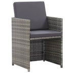 Set de comedor de jardín 17 pzas y cojines ratán sintético gris