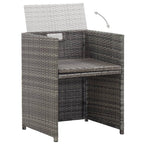 Set de comedor de jardín 17 pzas y cojines ratán sintético gris