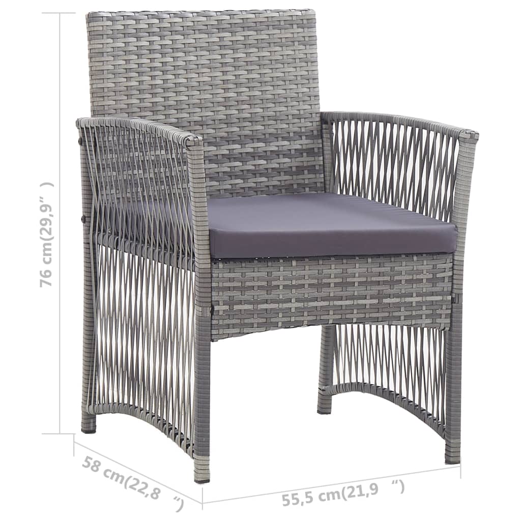 Muebles jardín 4 pzas y cojines ratán sintético gris antracita