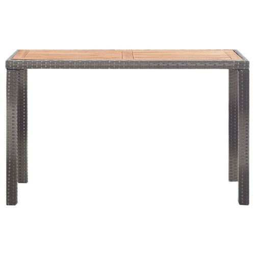 Solid acacia wood garden table gray and brown 123x60x74 cm