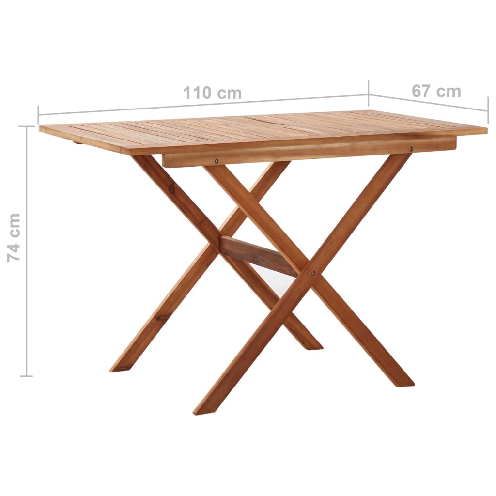 Mesa de jardín de madera maciza de acacia 110x67x74 cm