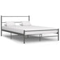 Bed frame with headboard, without mattress, gray metal 160x200 cm