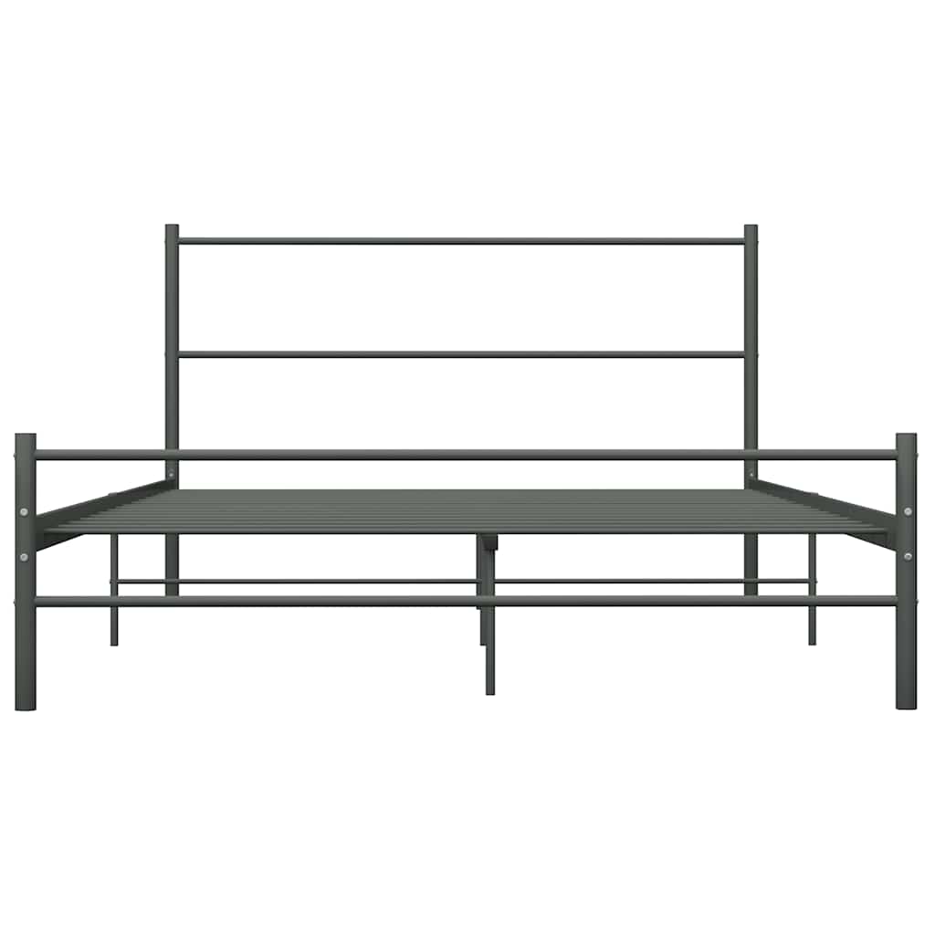 Estructura cama con cabecero sin colchón metal gris 160x200 cm