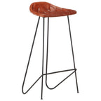 Juego de bar 5 piezas madera maciza y cuero auténtico