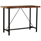Muebles de bar 5 piezas madera maciza reciclada cuero auténtico