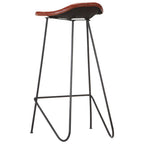 Muebles de bar 5 piezas madera maciza reciclada cuero auténtico