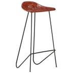 Muebles de bar 5 piezas madera maciza reciclada cuero auténtico
