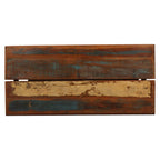 Muebles de bar 5 piezas madera maciza reciclada cuero auténtico