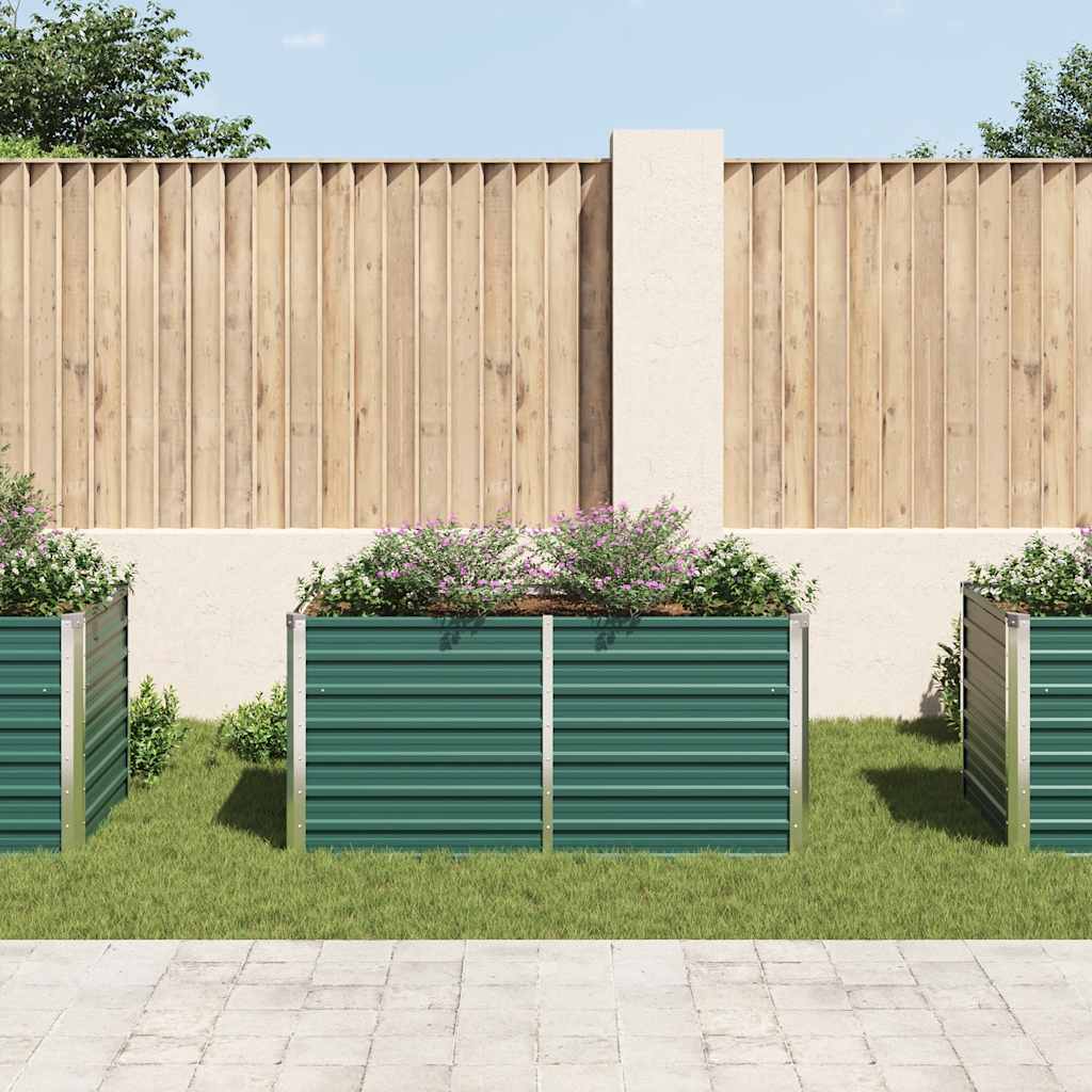 Jardinera elevada de acero galvanizado verde 160x80x77cm