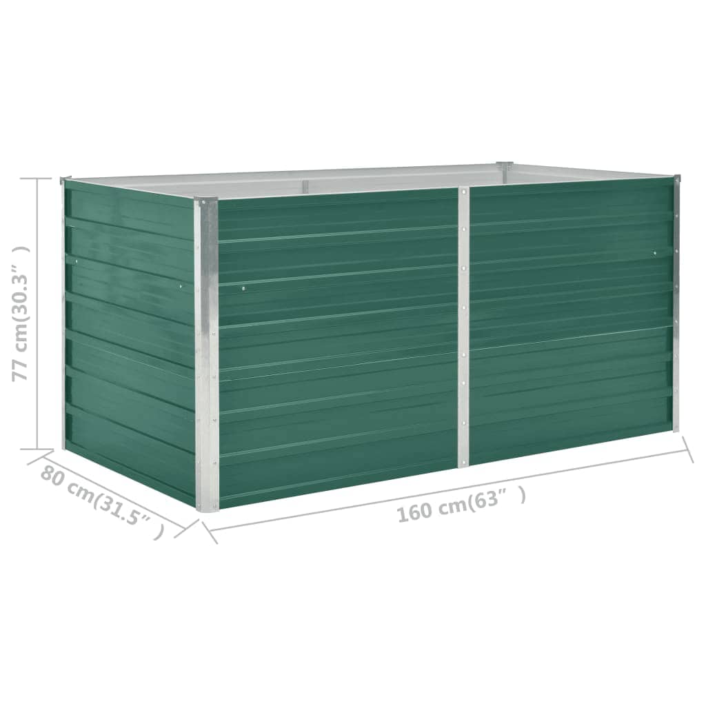 Jardinera elevada de acero galvanizado verde 160x80x77cm