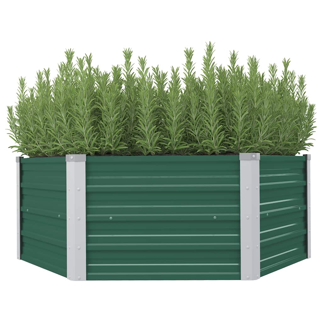 Arriate elevado de acero galvanizado verde 129x129x45 cm