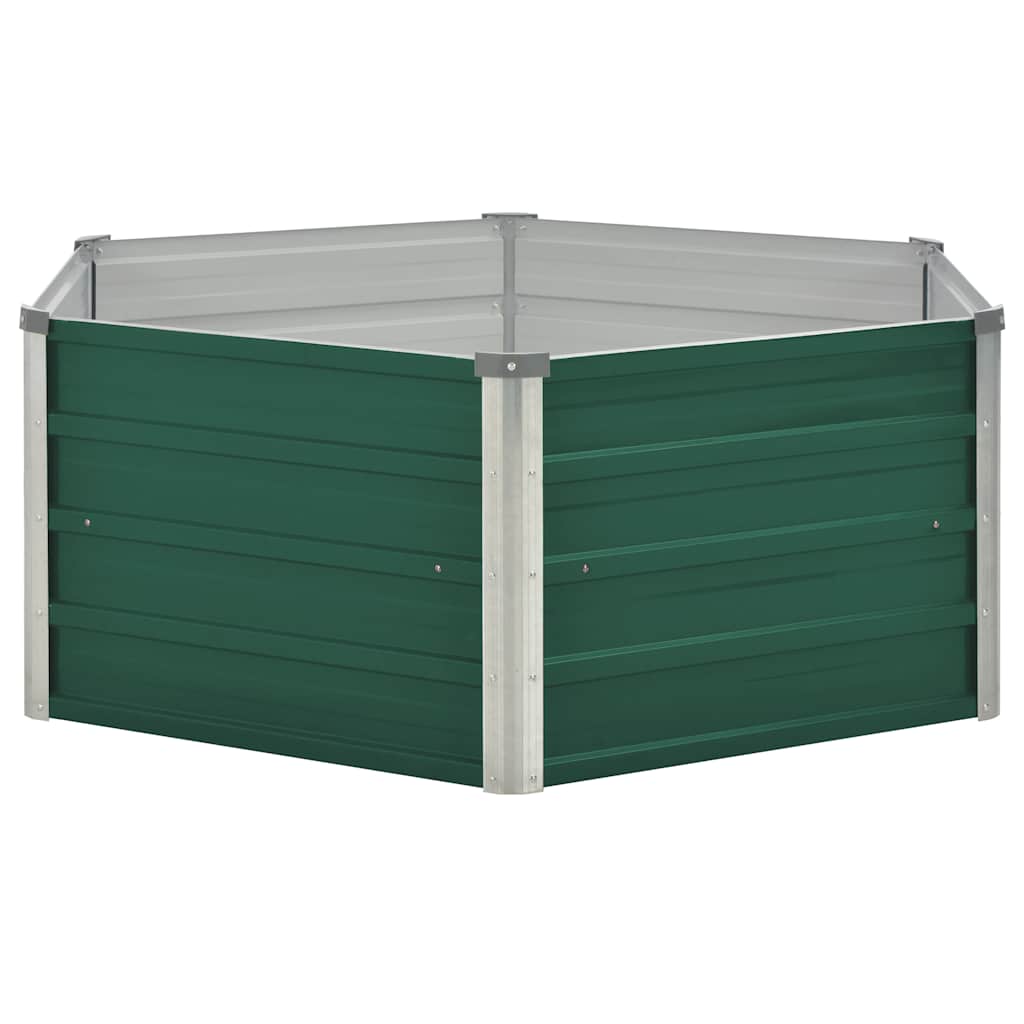 Arriate elevado de acero galvanizado verde 129x129x45 cm