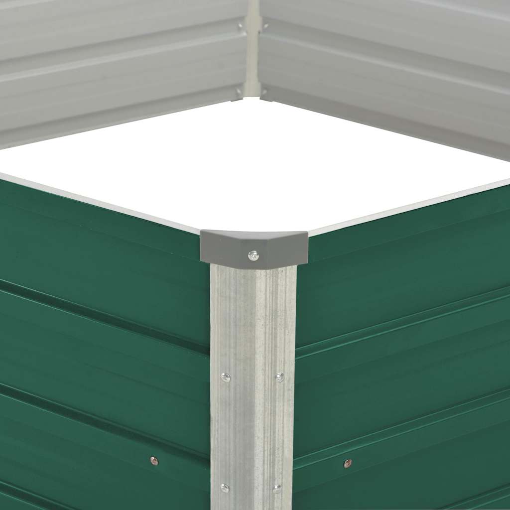 Arriate elevado de acero galvanizado verde 129x129x45 cm