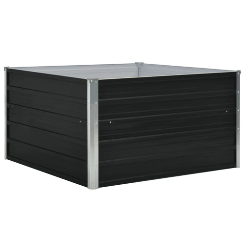 Anthracite galvanized steel raised garden bed 100x100x45 cm