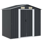 Caseta de jardín de acero gris antracita 204x132x186 cm