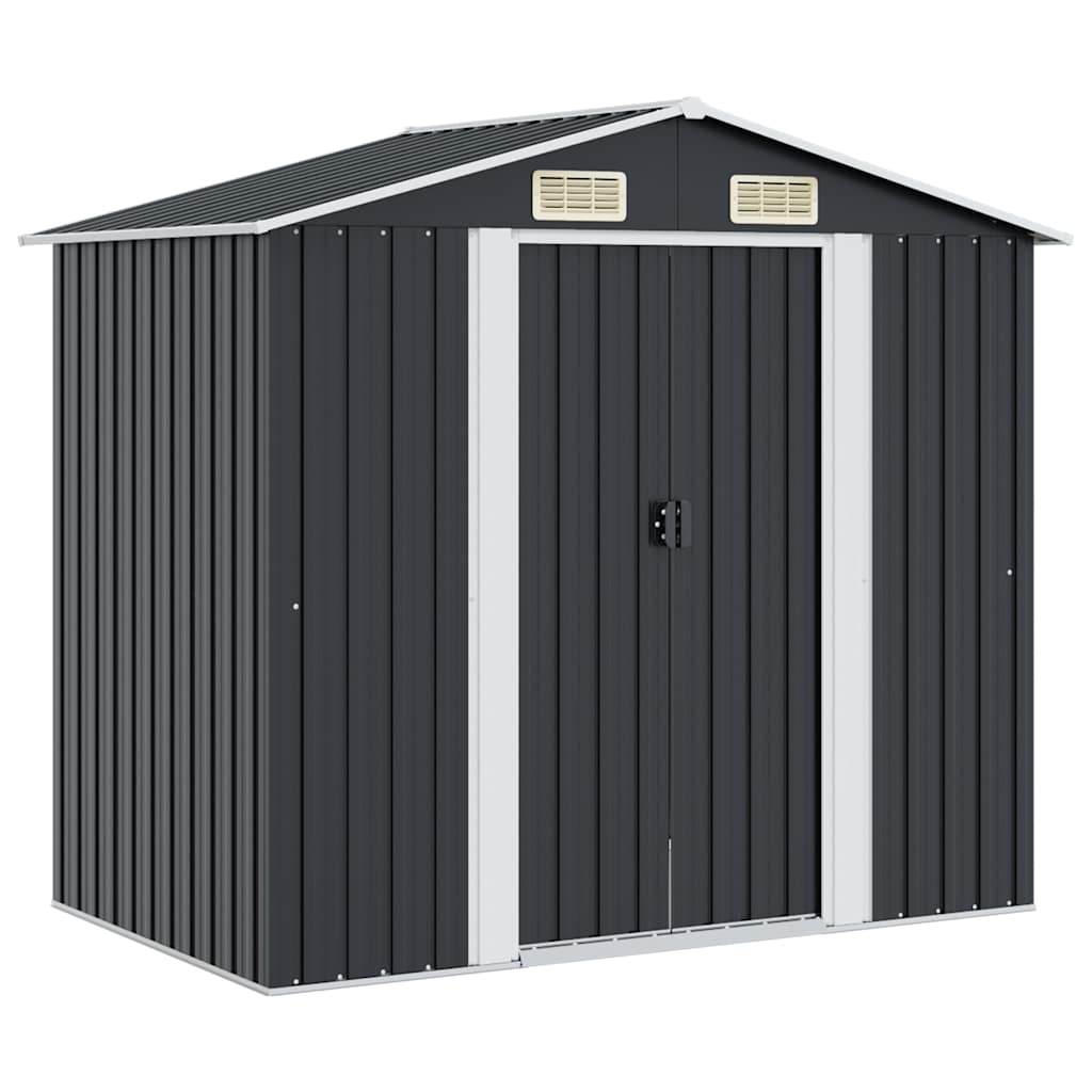 Caseta de jardín de acero gris antracita 204x132x186 cm