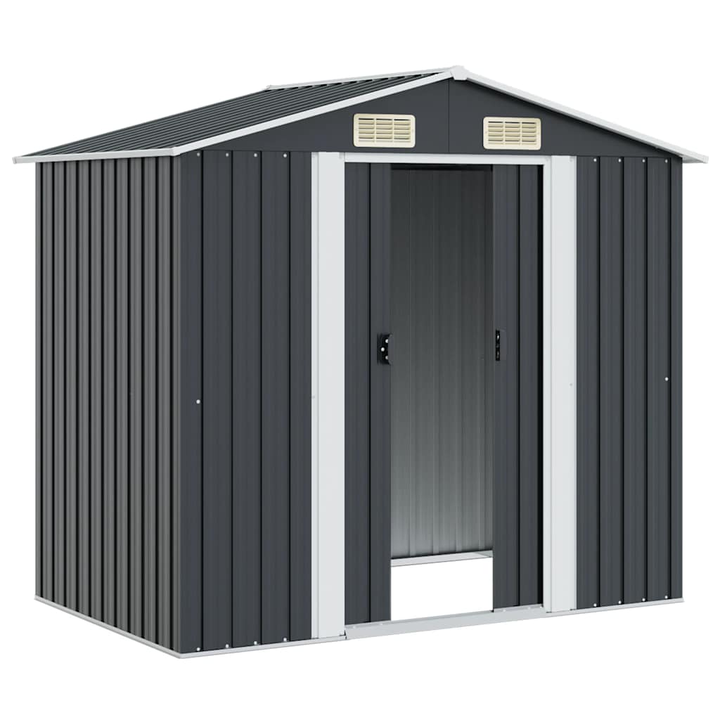 Caseta de jardín de acero gris antracita 204x132x186 cm