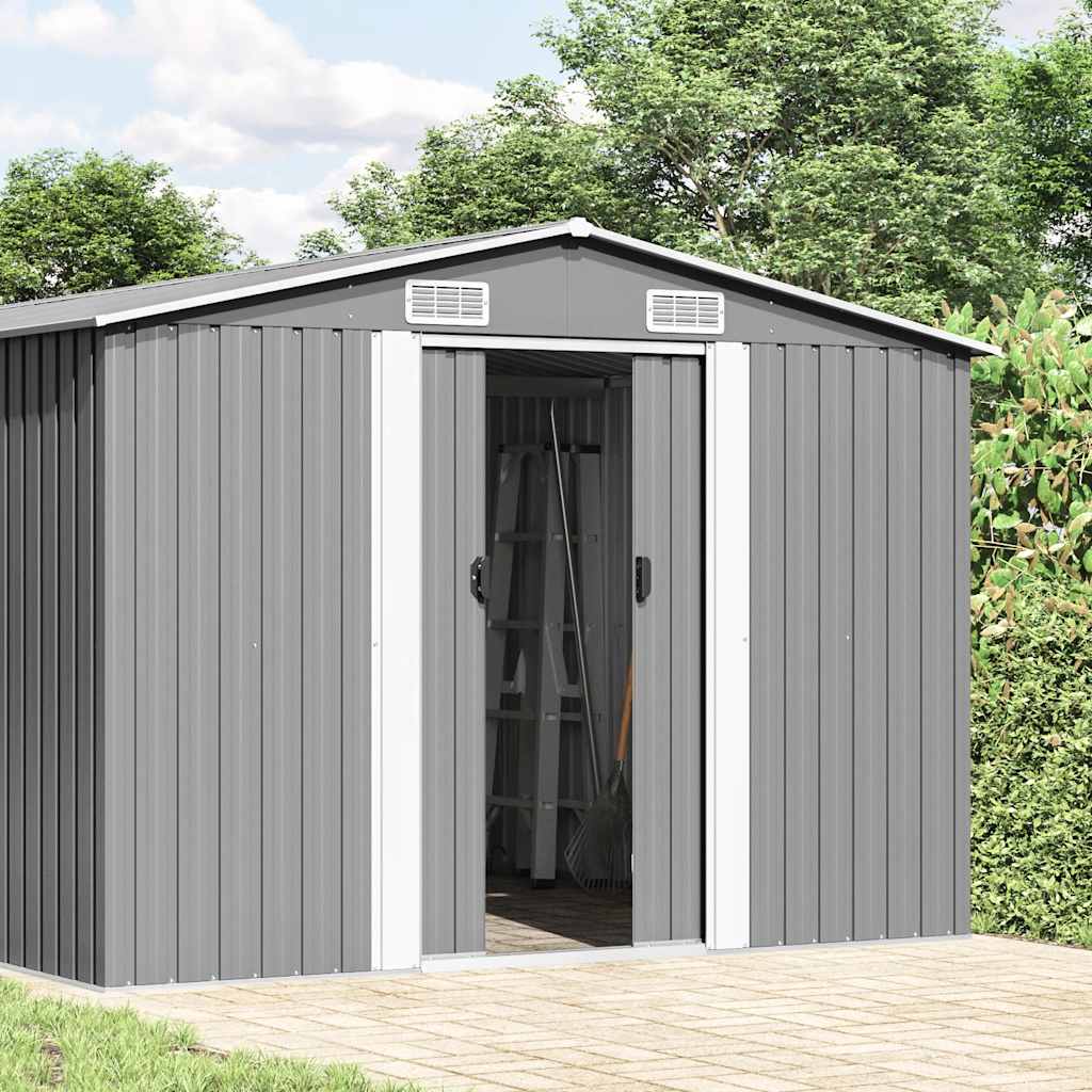 Cobertizo de jardín acero galvanizado gris 257x779x181 cm