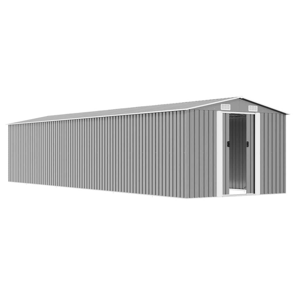 Cobertizo de jardín acero galvanizado gris 257x779x181 cm