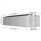 Cobertizo de jardín acero galvanizado gris 257x779x181 cm