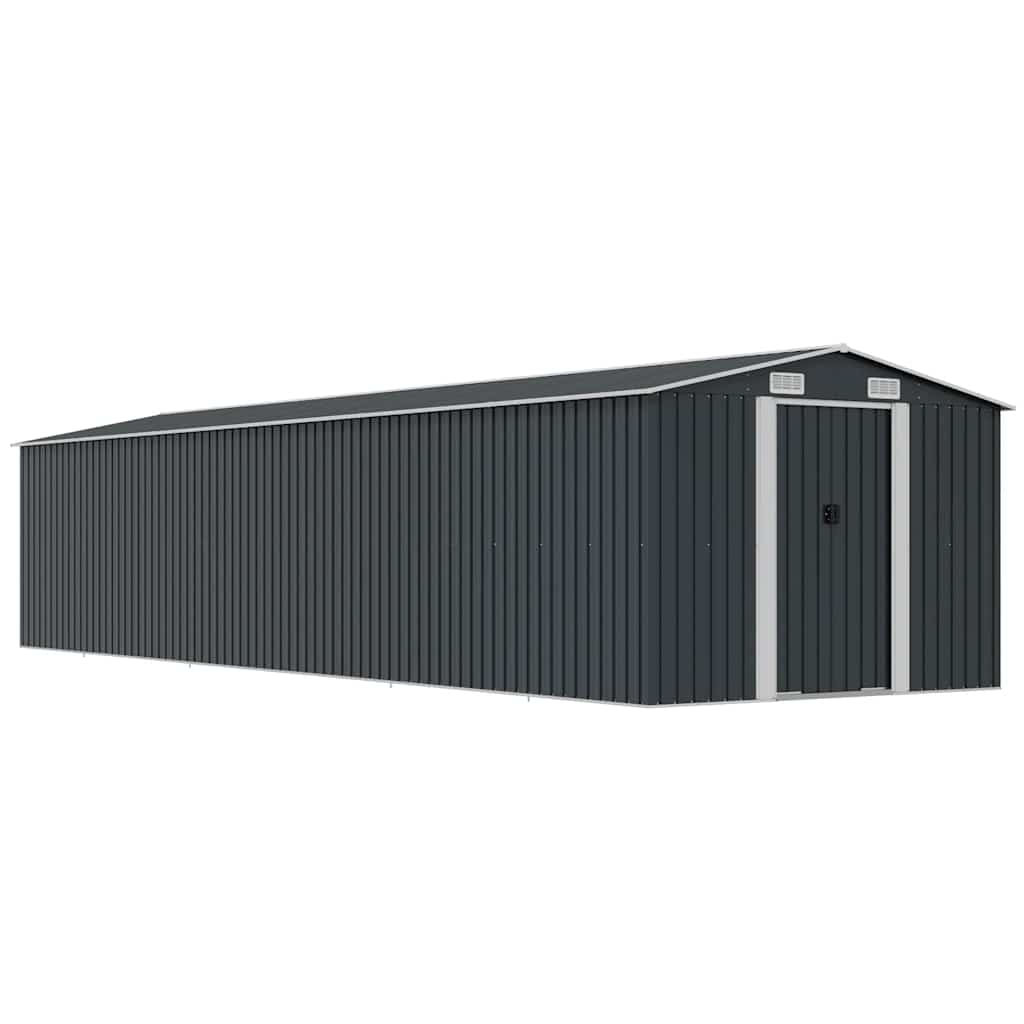 Anthracite Galvanized Steel Garden Shed 257x990x181 cm