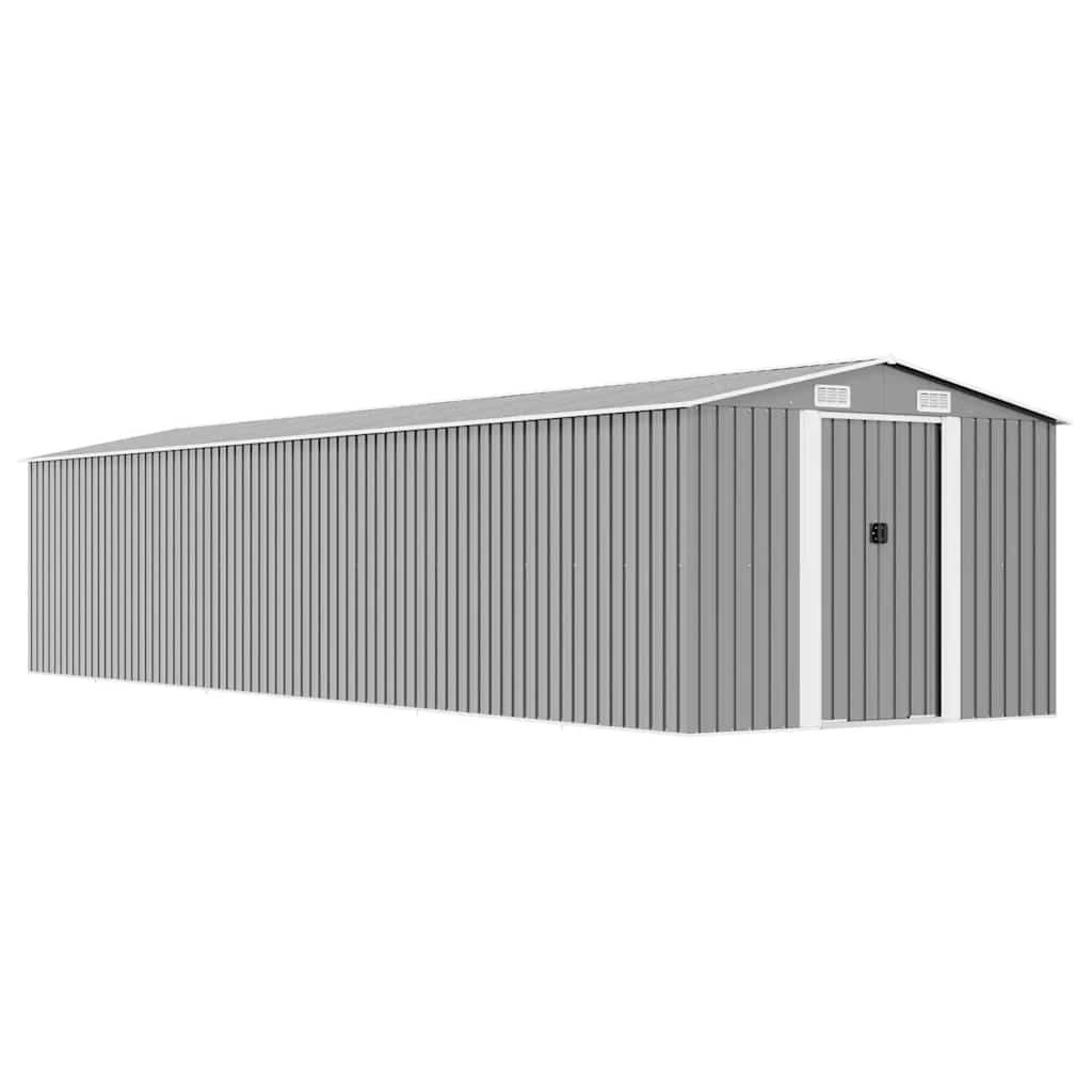 Cobertizo de jardín acero galvanizado gris 257x779x181 cm