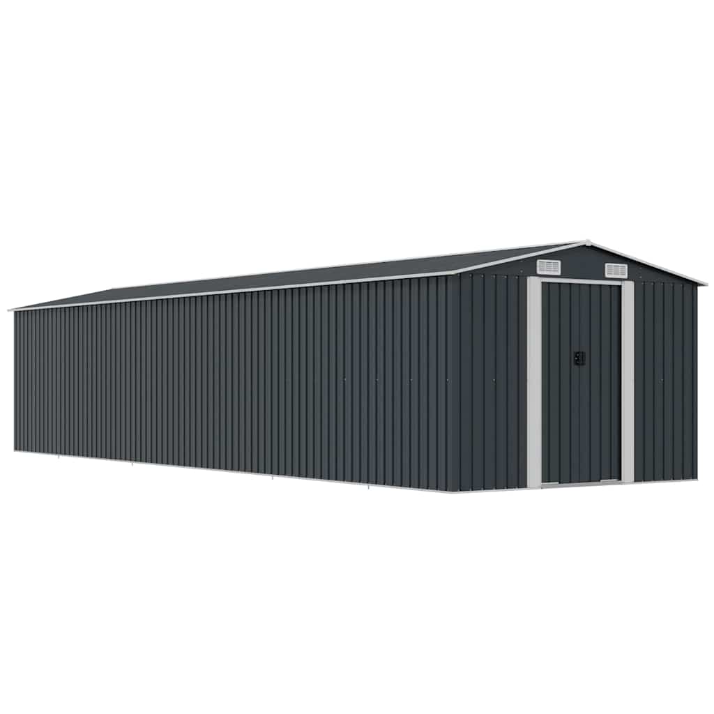 Anthracite Galvanized Steel Garden Shed 257x990x181 cm